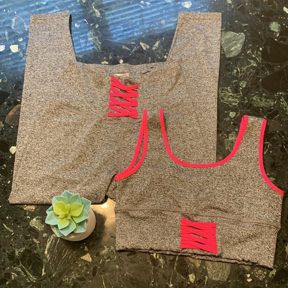 🌹 PERFORMANCE DAZL • New Without Tags Gray and Hot Pink Activewear Leggings
